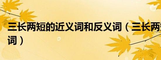 三长两短的近义词和反义词（三长两短的近义词）