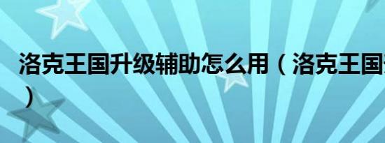 洛克王国升级辅助怎么用（洛克王国升级辅助）