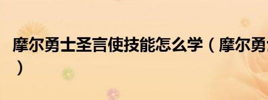 摩尔勇士圣言使技能怎么学（摩尔勇士圣言使）