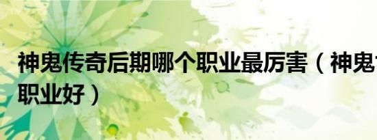 神鬼传奇后期哪个职业最厉害（神鬼世界什么职业好）
