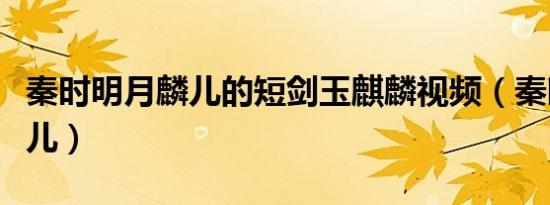 秦时明月麟儿的短剑玉麒麟视频（秦时明月麟儿）