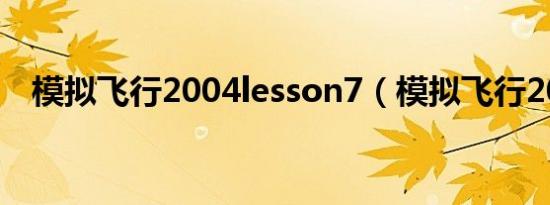 模拟飞行2004lesson7（模拟飞行2004）