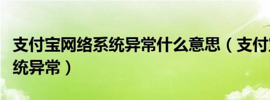 支付宝网络系统异常什么意思（支付宝网络系统异常）