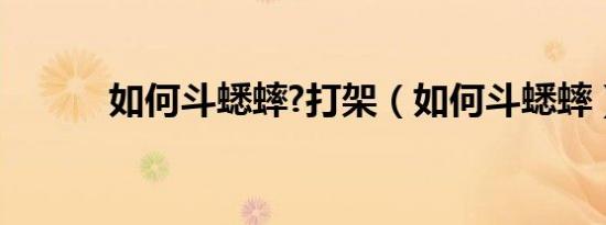 如何斗蟋蟀?打架（如何斗蟋蟀）