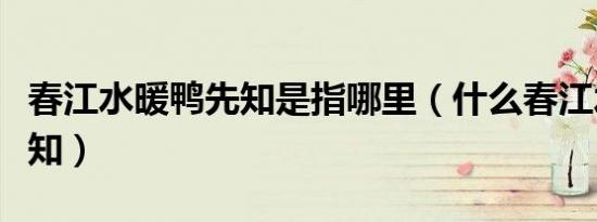 春江水暖鸭先知是指哪里（什么春江水暖鸭先知）