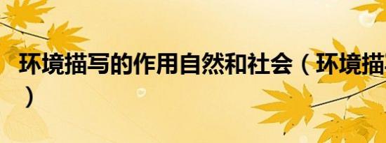 环境描写的作用自然和社会（环境描写的作用）