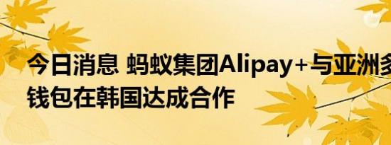 今日消息 蚂蚁集团Alipay+与亚洲多家电子钱包在韩国达成合作
