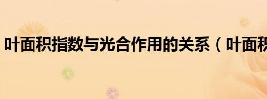 叶面积指数与光合作用的关系（叶面积指数）