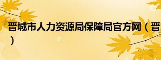 晋城市人力资源局保障局官方网（晋城人事局）