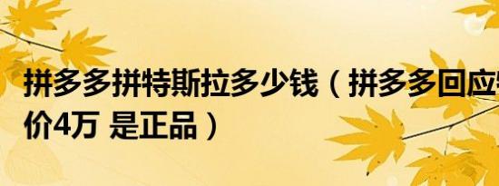 拼多多拼特斯拉多少钱（拼多多回应特斯拉降价4万 是正品）