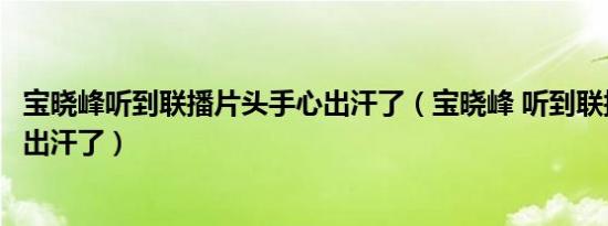 宝晓峰听到联播片头手心出汗了（宝晓峰 听到联播片头手心出汗了）