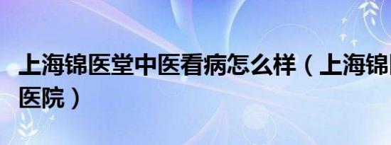 上海锦医堂中医看病怎么样（上海锦医堂中医医院）