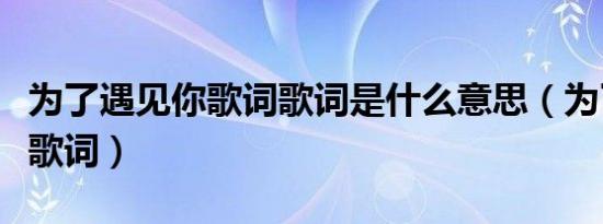 为了遇见你歌词歌词是什么意思（为了遇见你歌词）