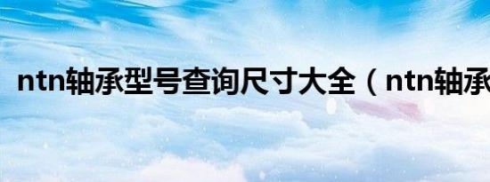 ntn轴承型号查询尺寸大全（ntn轴承型号）