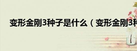 变形金刚3种子是什么（变形金刚3种子）