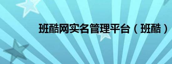 班酷网实名管理平台（班酷）