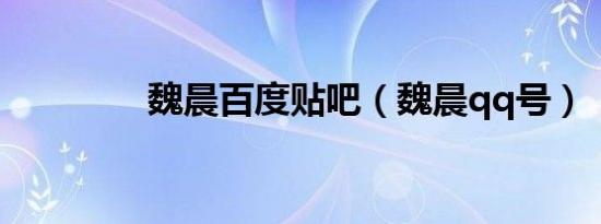 魏晨百度贴吧（魏晨qq号）