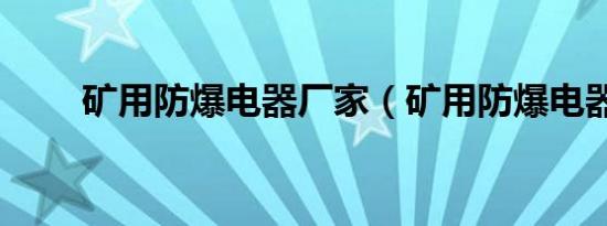 矿用防爆电器厂家（矿用防爆电器）