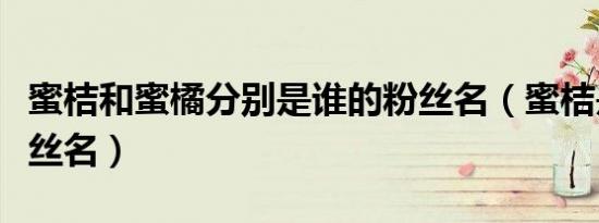 蜜桔和蜜橘分别是谁的粉丝名（蜜桔是谁的粉丝名）