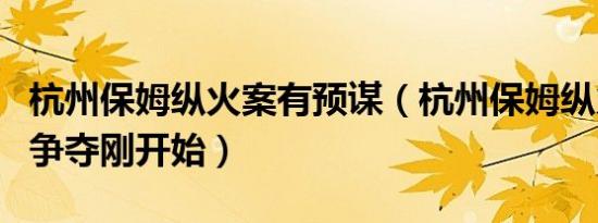 杭州保姆纵火案有预谋（杭州保姆纵火案遗产争夺刚开始）