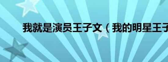 我就是演员王子文（我的明星王子）