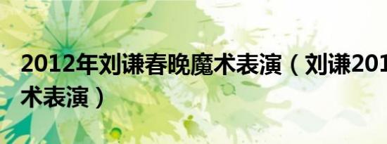 2012年刘谦春晚魔术表演（刘谦2013春晚魔术表演）