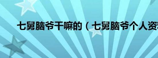 七舅脑爷干嘛的（七舅脑爷个人资料）