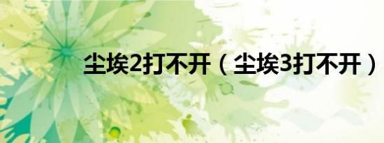 尘埃2打不开（尘埃3打不开）