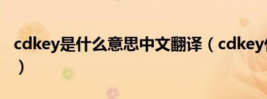 cdkey是什么意思中文翻译（cdkey什么意思）