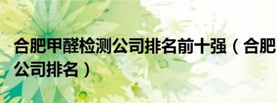 合肥甲醛检测公司排名前十强（合肥甲醛检测公司排名）