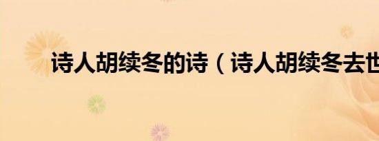 诗人胡续冬的诗（诗人胡续冬去世）