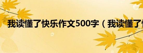 我读懂了快乐作文500字（我读懂了快乐）