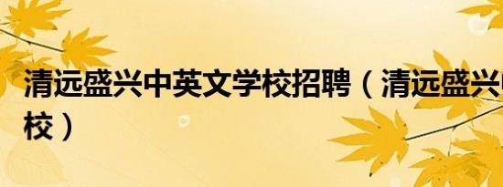 清远盛兴中英文学校招聘（清远盛兴中英文学校）