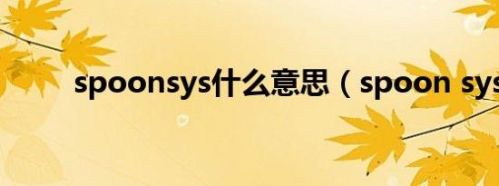 spoonsys什么意思（spoon sys）