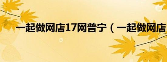 一起做网店17网普宁（一起做网店17）