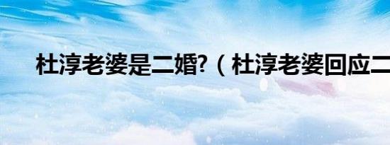 杜淳老婆是二婚?（杜淳老婆回应二婚）
