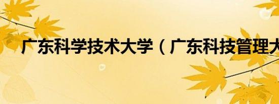 广东科学技术大学（广东科技管理大学）