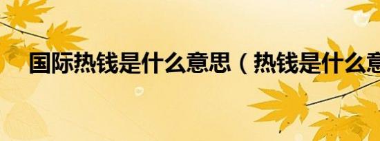 国际热钱是什么意思（热钱是什么意思）