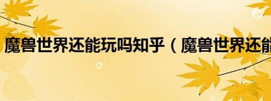魔兽世界还能玩吗知乎（魔兽世界还能玩吗）