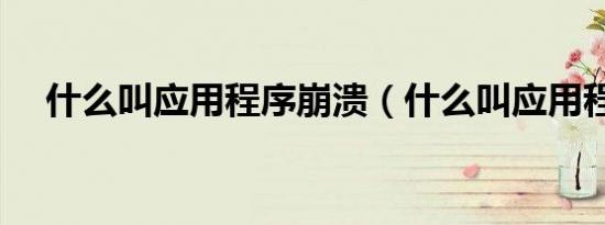 什么叫应用程序崩溃（什么叫应用程序）