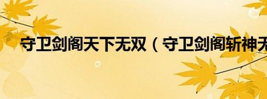 守卫剑阁天下无双（守卫剑阁斩神无双）