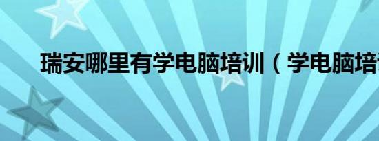 瑞安哪里有学电脑培训（学电脑培训）