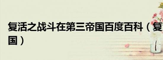复活之战斗在第三帝国百度百科（复活第三帝国）