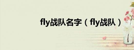 fly战队名字（fly战队）
