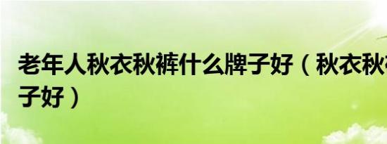 老年人秋衣秋裤什么牌子好（秋衣秋裤什么牌子好）