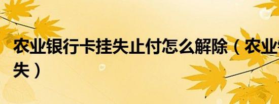 农业银行卡挂失止付怎么解除（农业银行卡挂失）