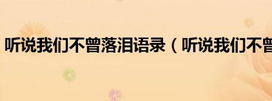 听说我们不曾落泪语录（听说我们不曾落泪）