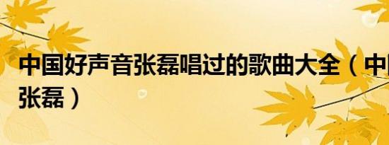 中国好声音张磊唱过的歌曲大全（中国好声音张磊）