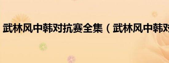 武林风中韩对抗赛全集（武林风中韩对抗赛）