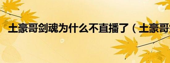 土豪哥剑魂为什么不直播了（土豪哥剑魂）